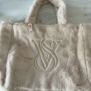 Victoria's Secret Cream Faux Fur Tote Bag